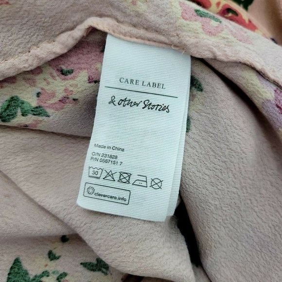 & Other Stories 4 Dusty Rose Pink Boho Floral‎ Wrap Tie Waist Summer Dress - Picture 11 of 12